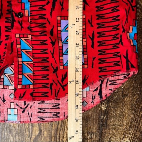 Wrangler Shirt Mens 15.5x33 Red Vintage Cowboy Cut Aztec Regular Fit X-Long Tail - Picture 13 of 14